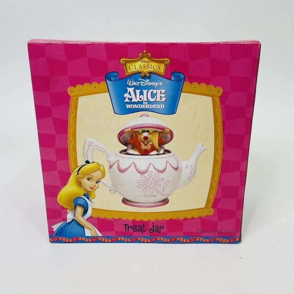 Disney Treasure Craft Alice in Wonderland Teapot Treat jar cookie jar In Box